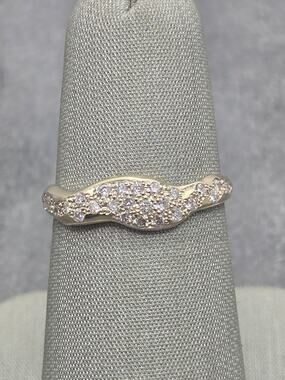 14K Yellow Gold .20cttw LAB Diamond Freeform Multi Textured Band Ring (24522)